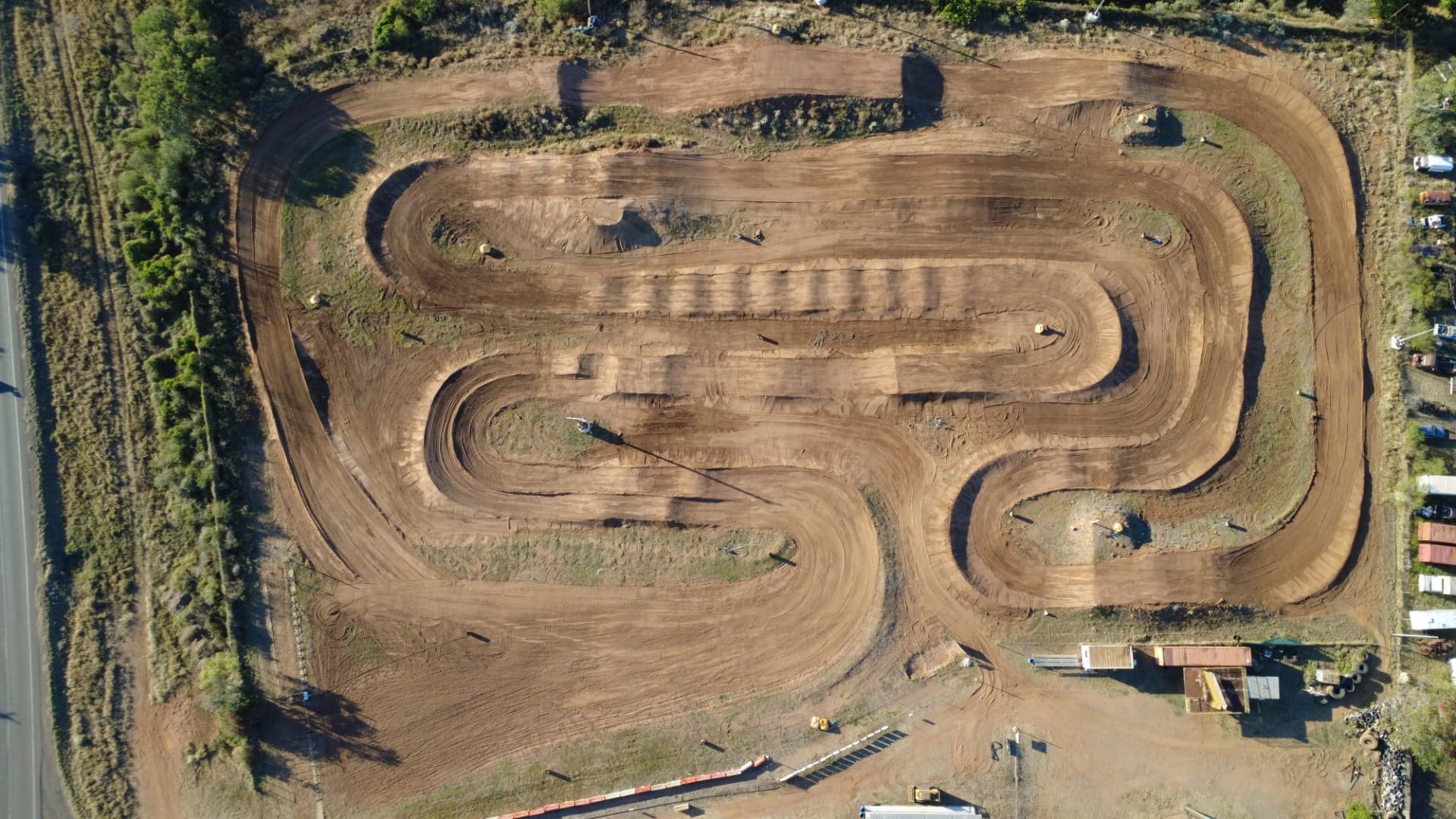 Overhead view of the reshaped Mount Isa motocross layout with fresh berms and rhythm section